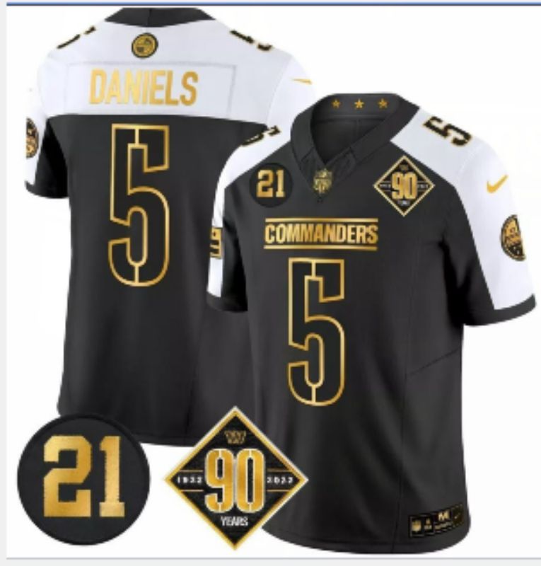 Men 2025 Washington Commanders #5 Daniels Black three generations Nike Limited NFL Jersey style 3->washington commanders->NFL Jersey